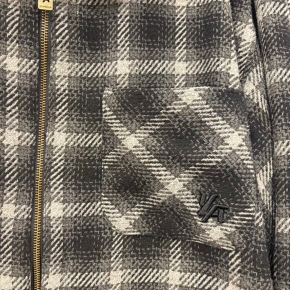 Youngla Highlander Flannel Jacket Plaid Full Zip Mens XXL Black Grey - Picture 3 of 10